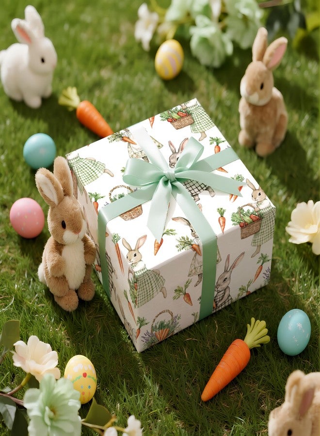 LeZakaa Easter Wrapping Paper Roll, Cute Bunny with Carrots & Baskets Design, Spring Gift Wrap for Baby Showers, Kids Birthday Party, Mini Roll 17 in x 16.4 Ft - Image 4